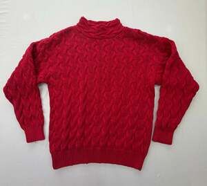 Classiques Sport Vintage 100% Cotton Chunky Cable Knit Mock Neck Sweater